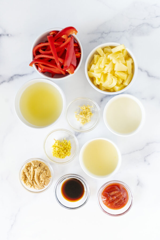 ingredients for the sweet and sour sauce