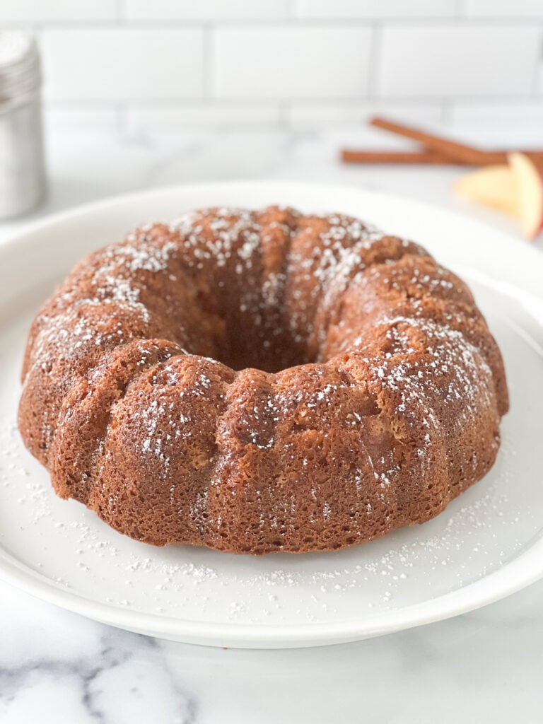 baked gluten-free apple cake in bundt shape