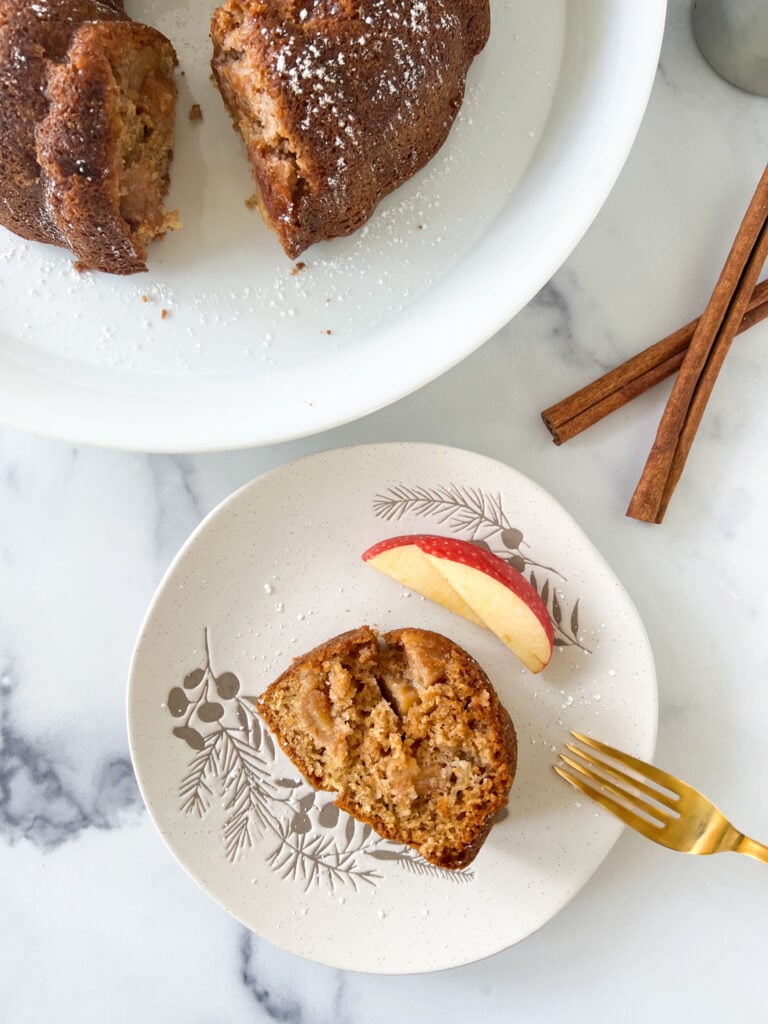 slice of the apple cake on a plate