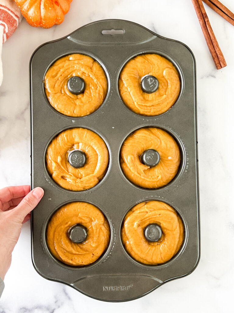 pumpkin batter in donut pan