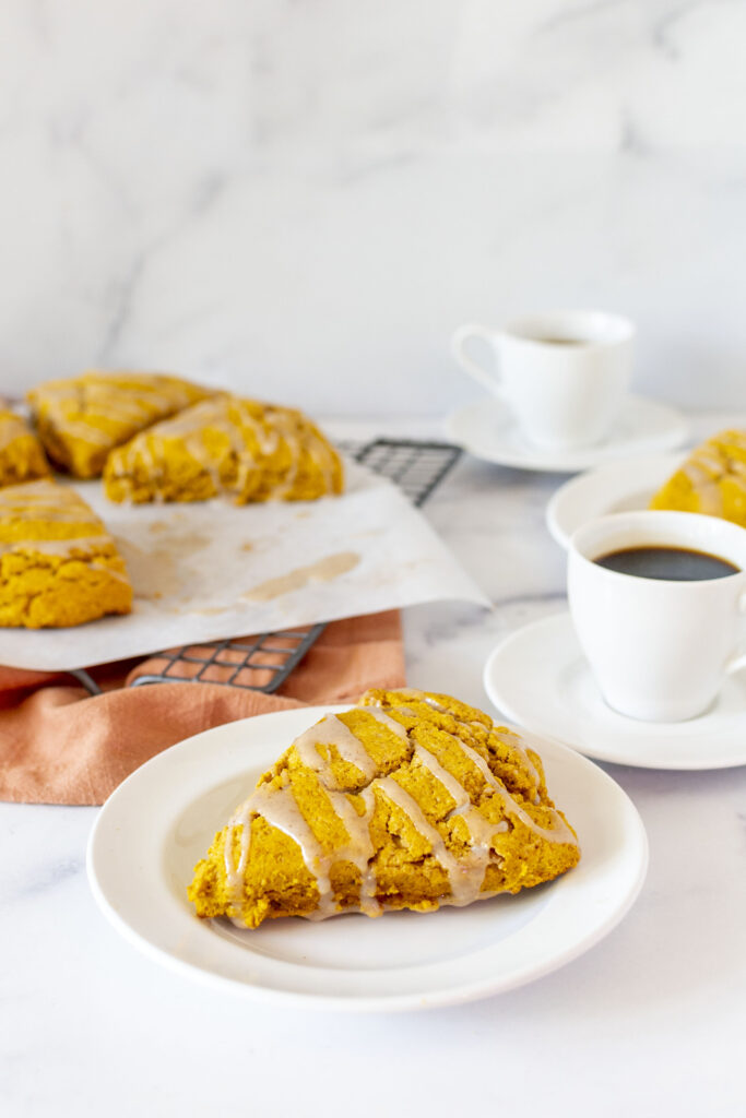 gluten-free pumpkin scone served with coffee