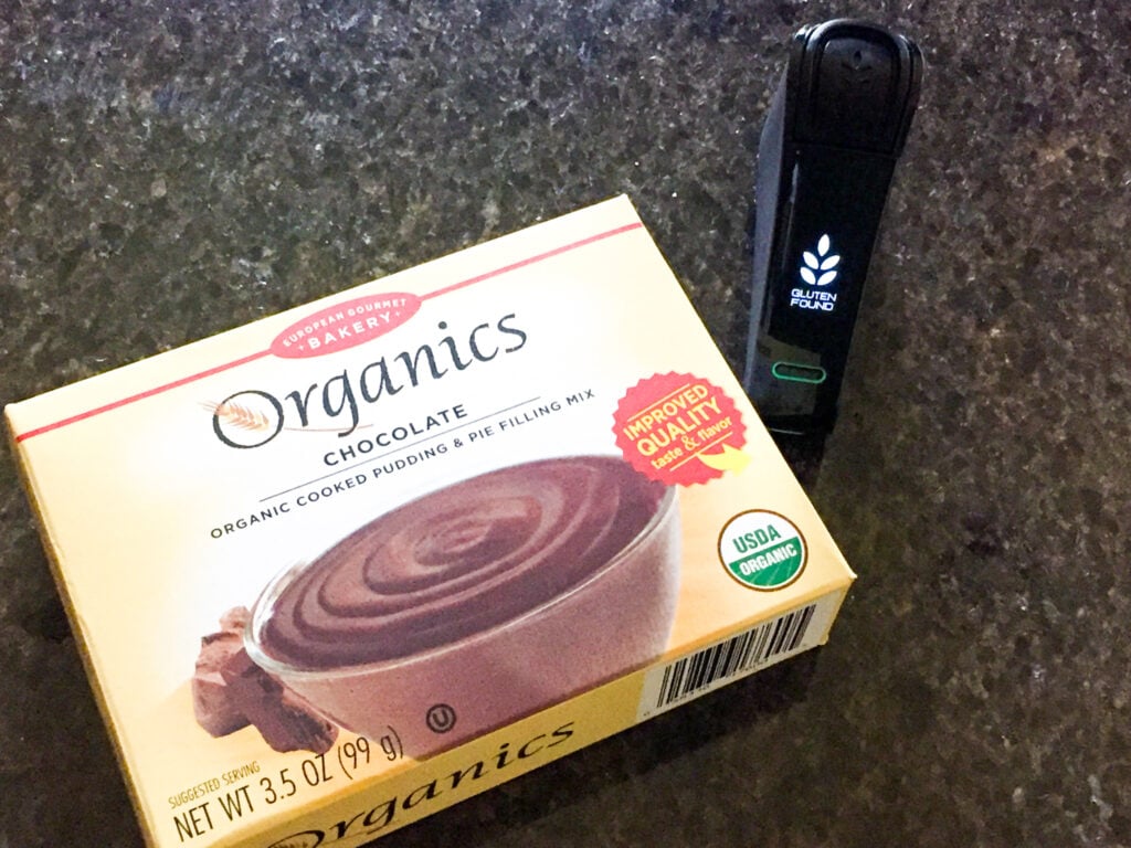 Organics chocolate pudding tested positive for gluten with Nima Sensor