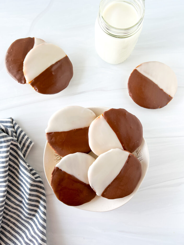 gluten-free black and white cookies on a plate