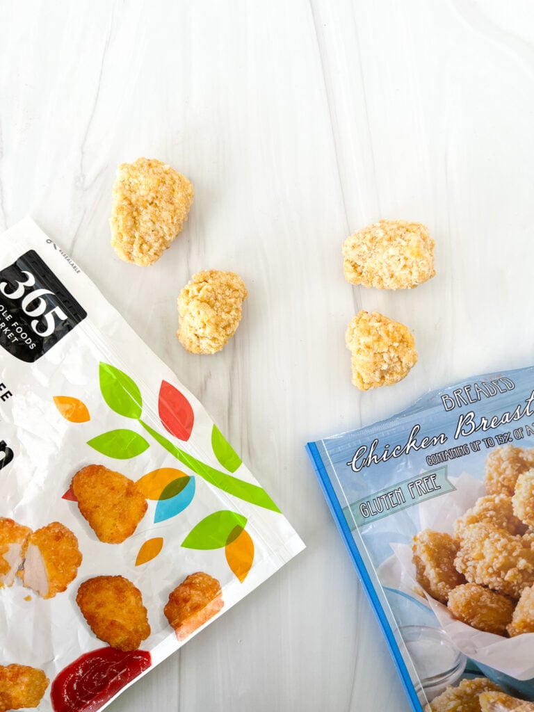 365 and Trader Joe's chicken nuggets side by side