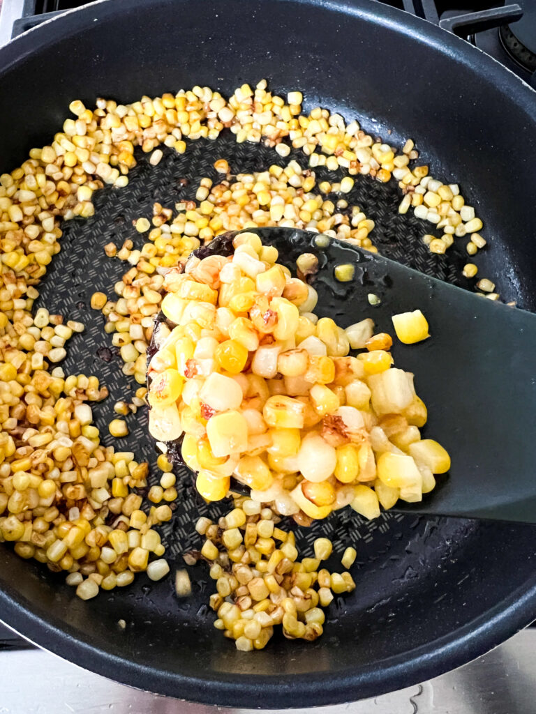 corn kernels browned In pan with oil