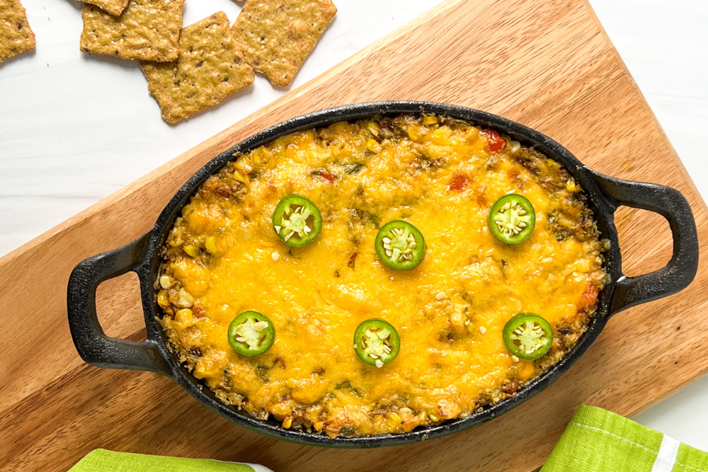 Cheesy Corn Dip Made Without Mayo and Cream Cheese