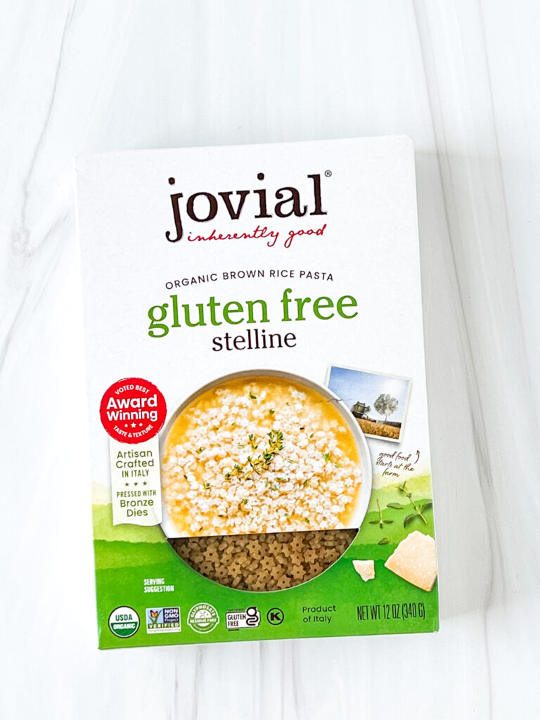 box of jovial foods gluten-free stelline pastina
