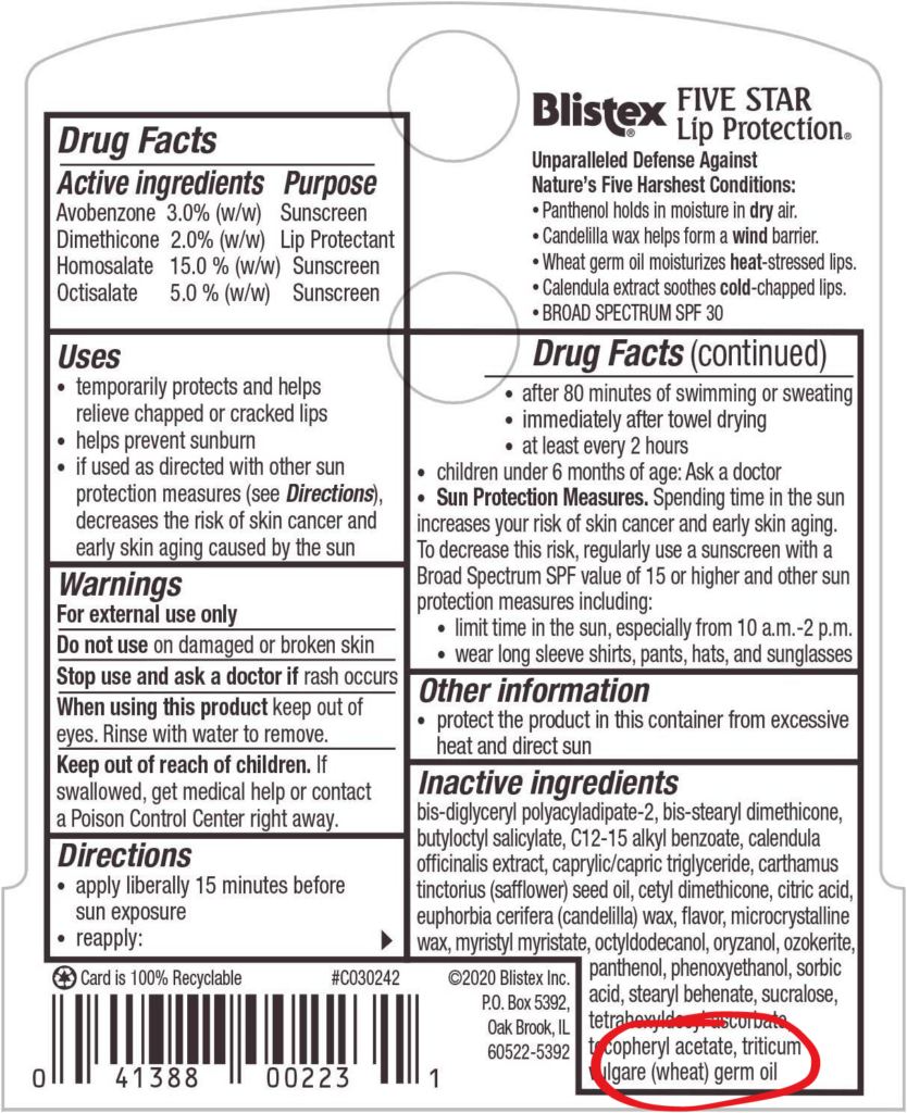 blistex contains wheat germ