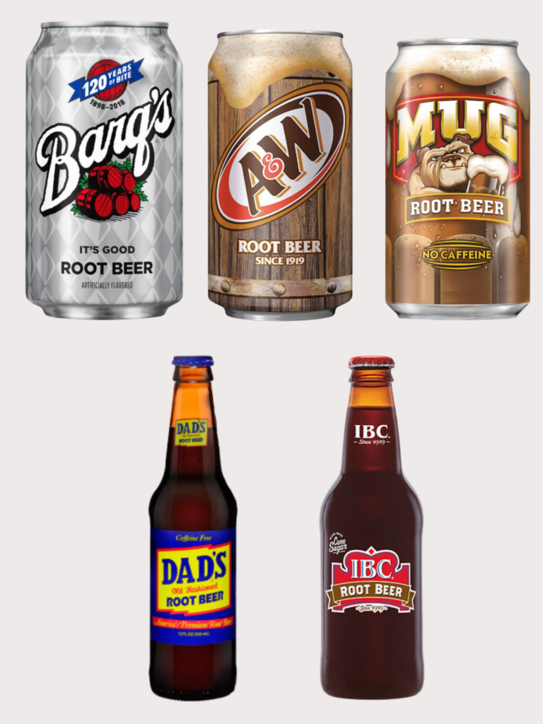 pictures of all the root beer brands featured in the article