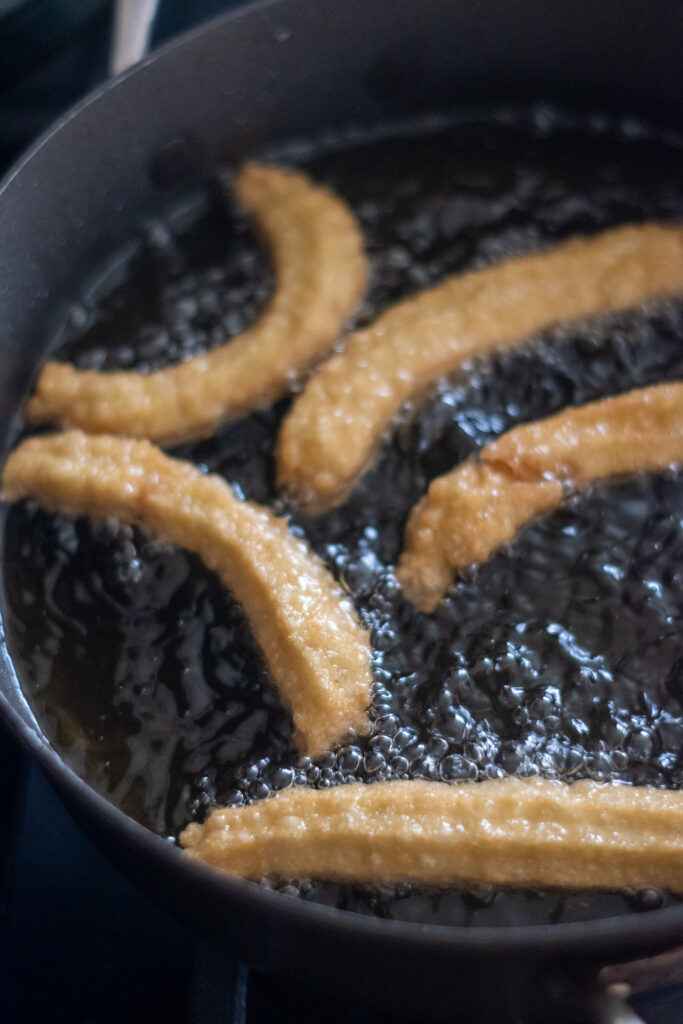 churros frying in oil