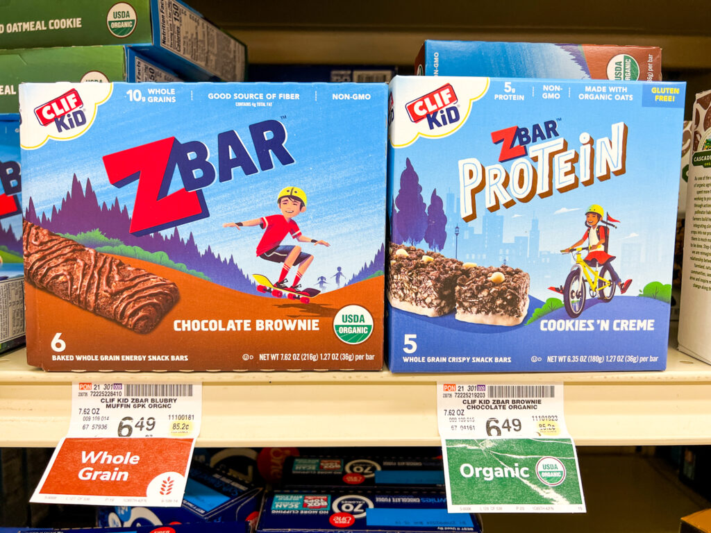 CLIF Kids Zbar with and without Protein side-by-side picture