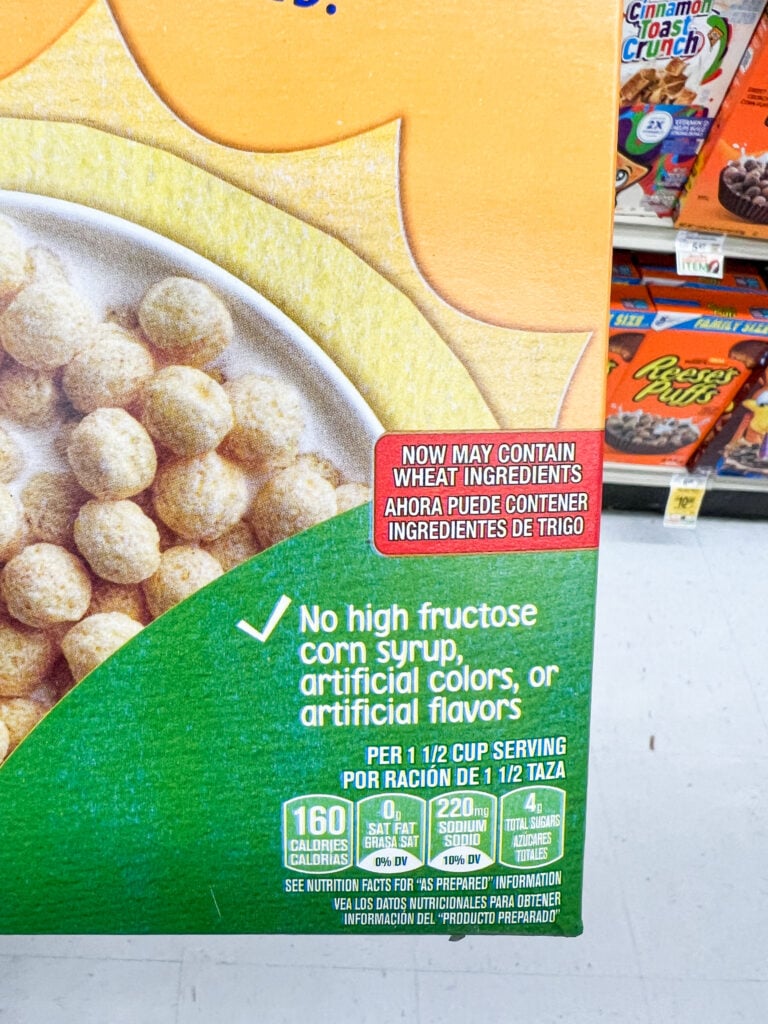 wheat warning on kix cereal boxes