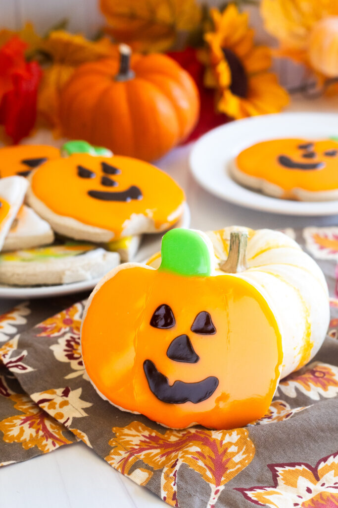 gluten-free halloween cookies shaped like pumpkins