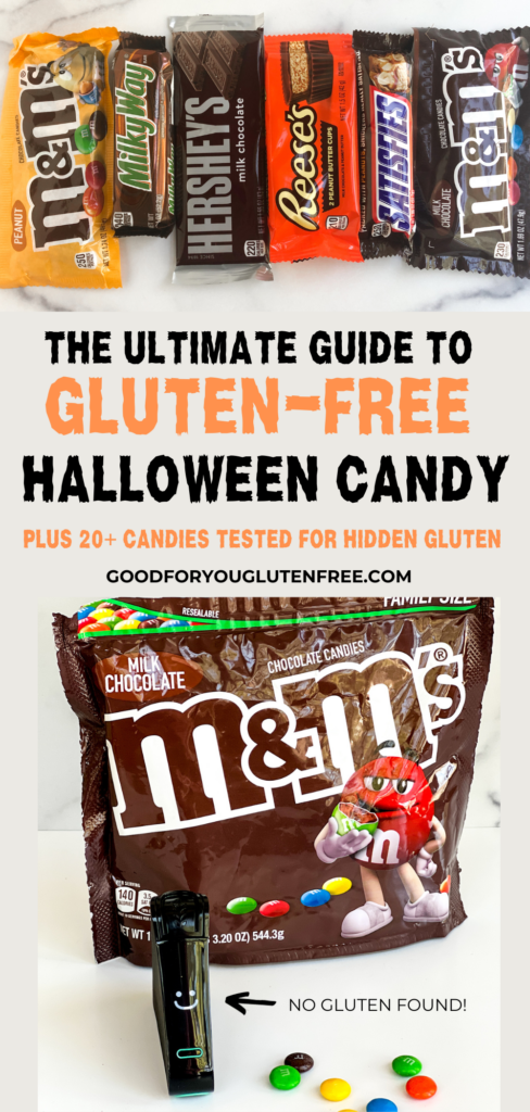 In the Ultimate Guide to Gluten-Free Halloween Candy, I share which candies are gluten-free and how 20+ fared when tested for hidden gluten. #halloween #halloweencandy #glutenfree #celiacdisease #celiac