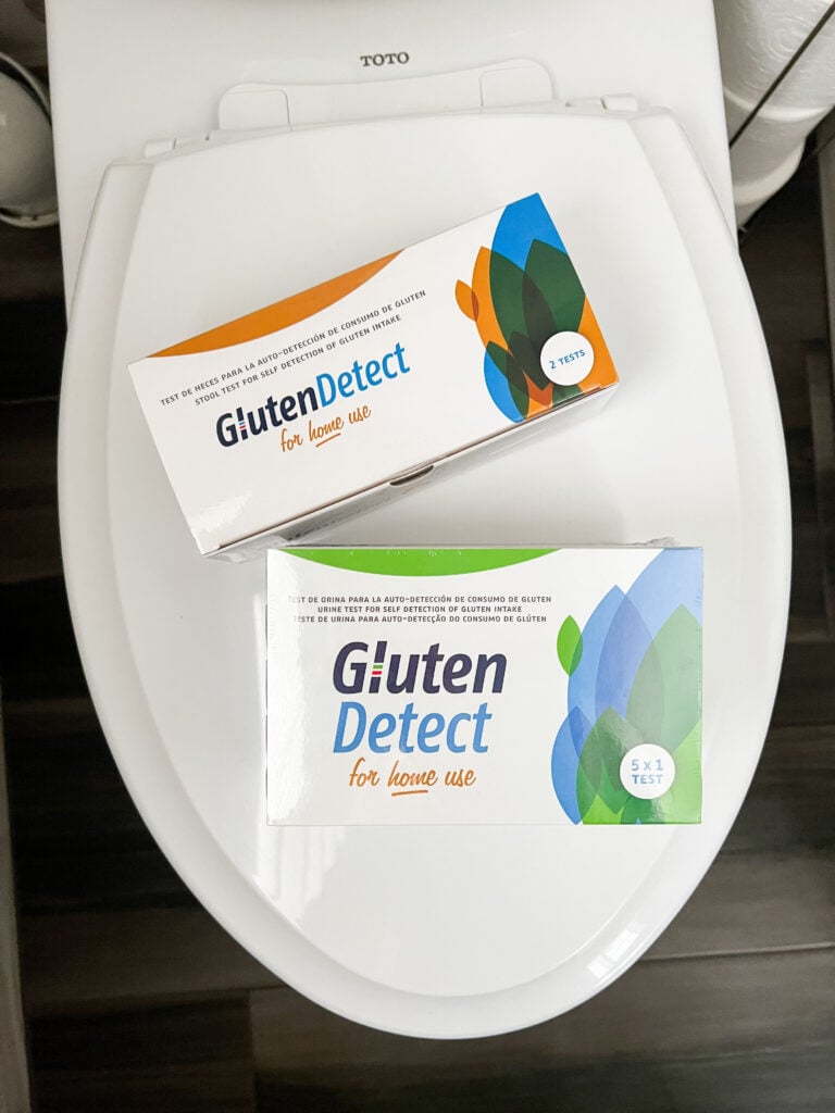 gluten detect urine and stool test on toiliet