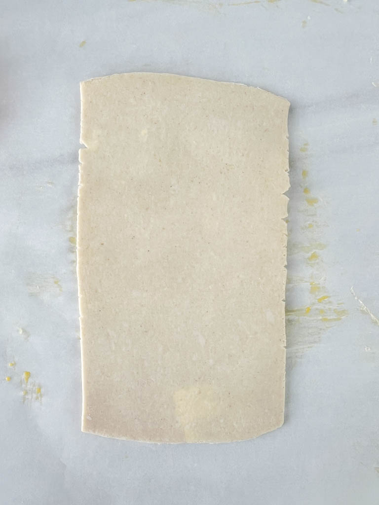puff pastry rolled flat into rectangle