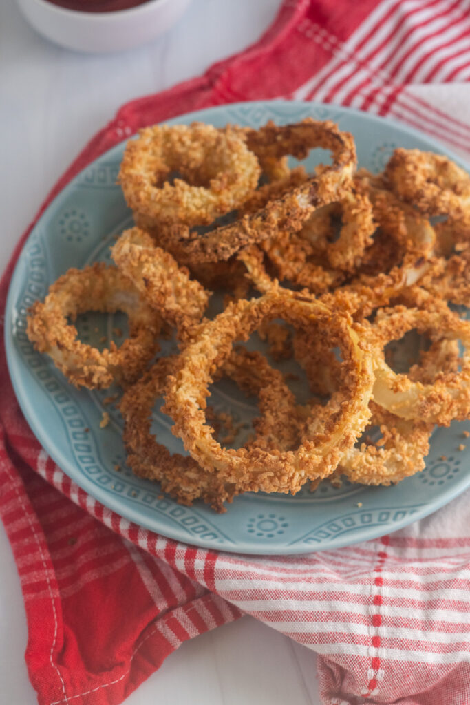 plate of baked gluten-free onion rings