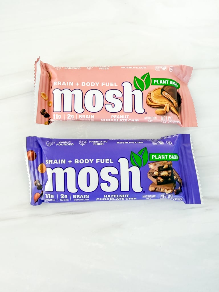 Mosh bars - peanut chocolate chip and hazelnut chocolate chip